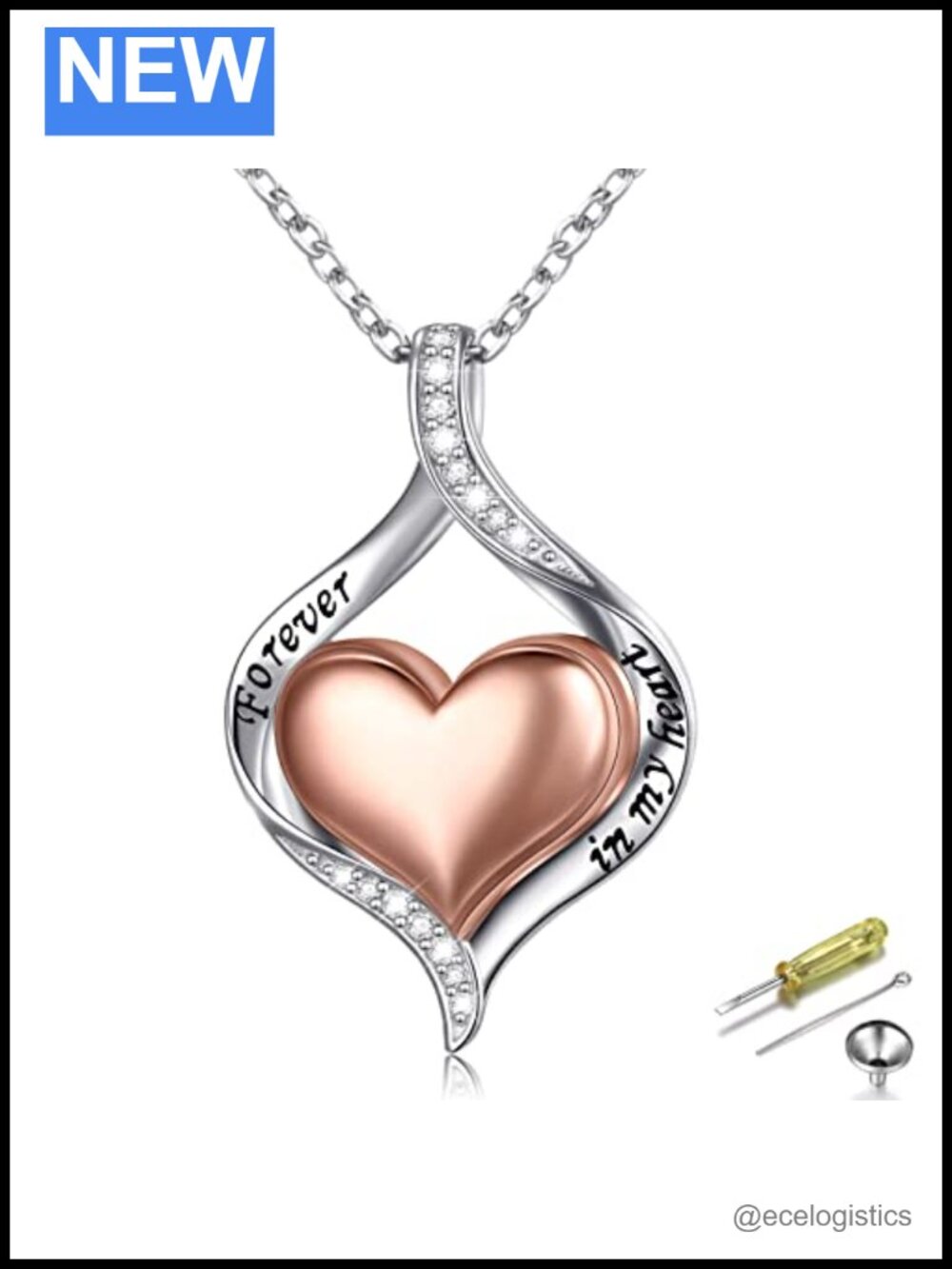 925 Sterling Silver Heart Urn Memorial Ash Keepsake Pendant Necklace